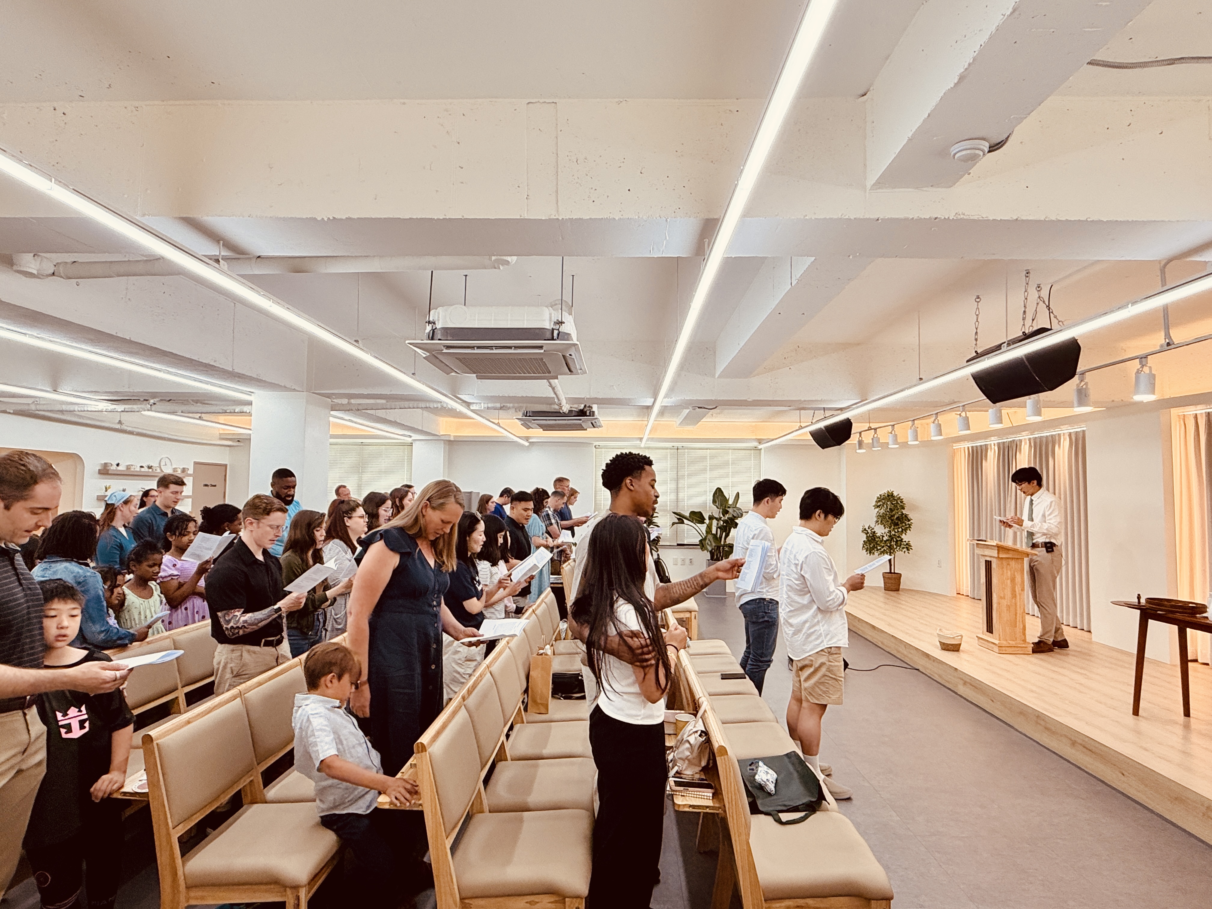 Congregation gathered for worship at Grace Presbyterian Church